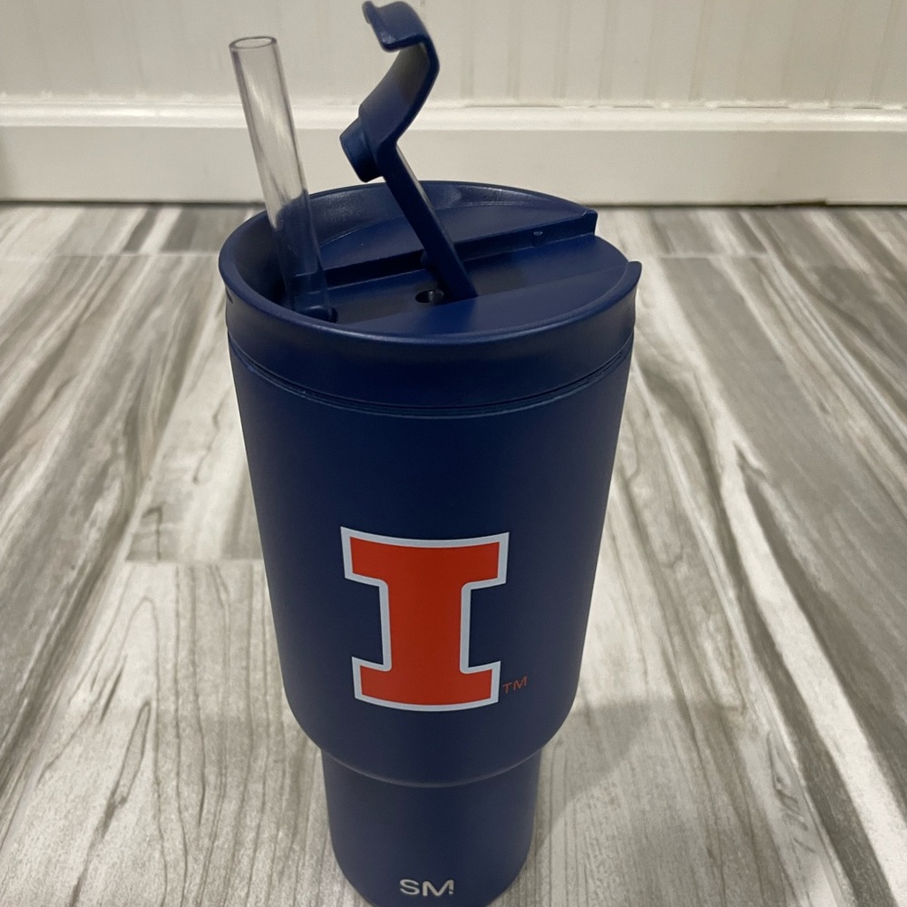 Navy Insulated Travel Tumbler with Orange 'I' Illini Logo